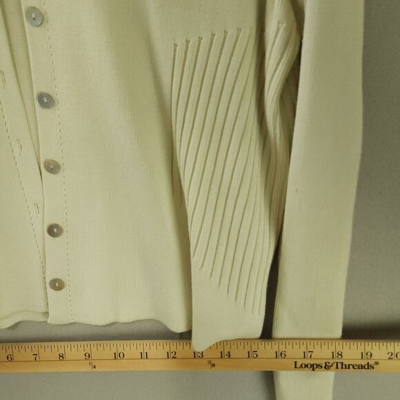 Peruvian Connection Cardigan Cream XL Button-Up 100% Pima Cotton - Picture 5 of 9